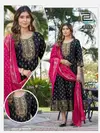 Riya Blue Hills Rayon Foil Printed Anarkali Online Gown With Dupatta